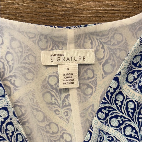 Nordstrom Signature Women's Size 8 Stretch Silk Wrap Dress Cranney Print NWT - Picture 3 of 13